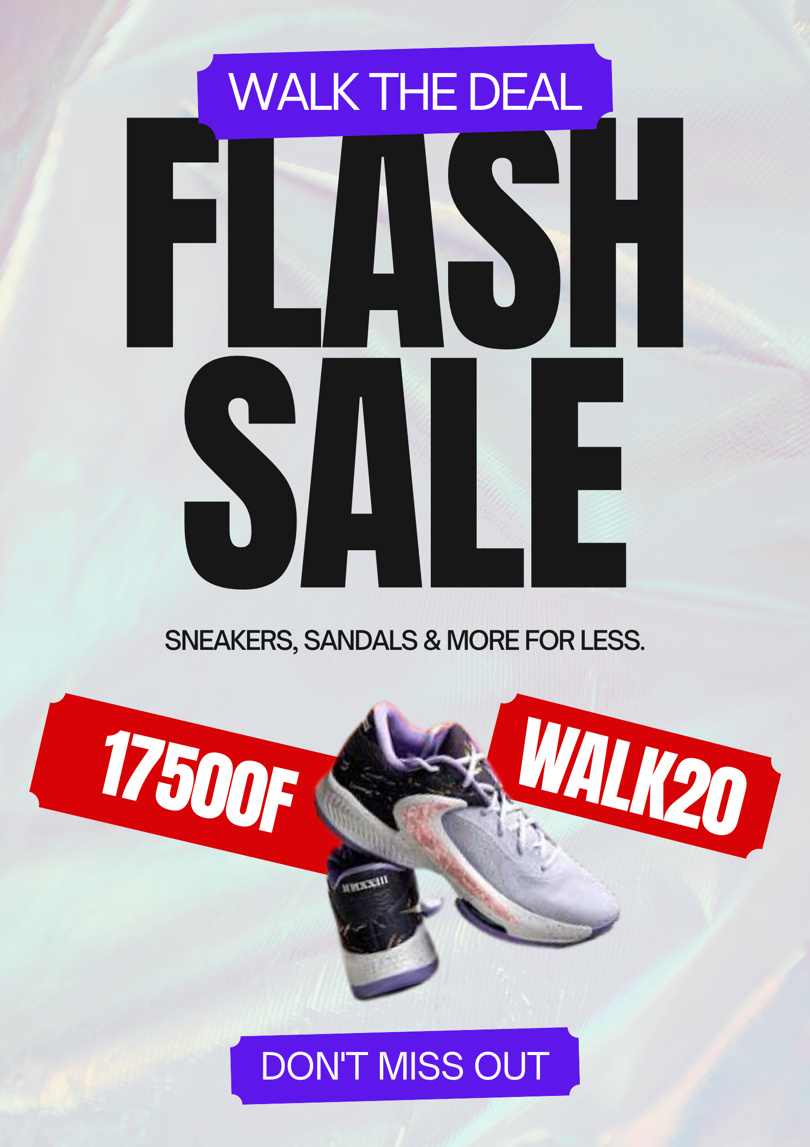 Purple and Red Bold Modern Shoes Flash Sale Poster